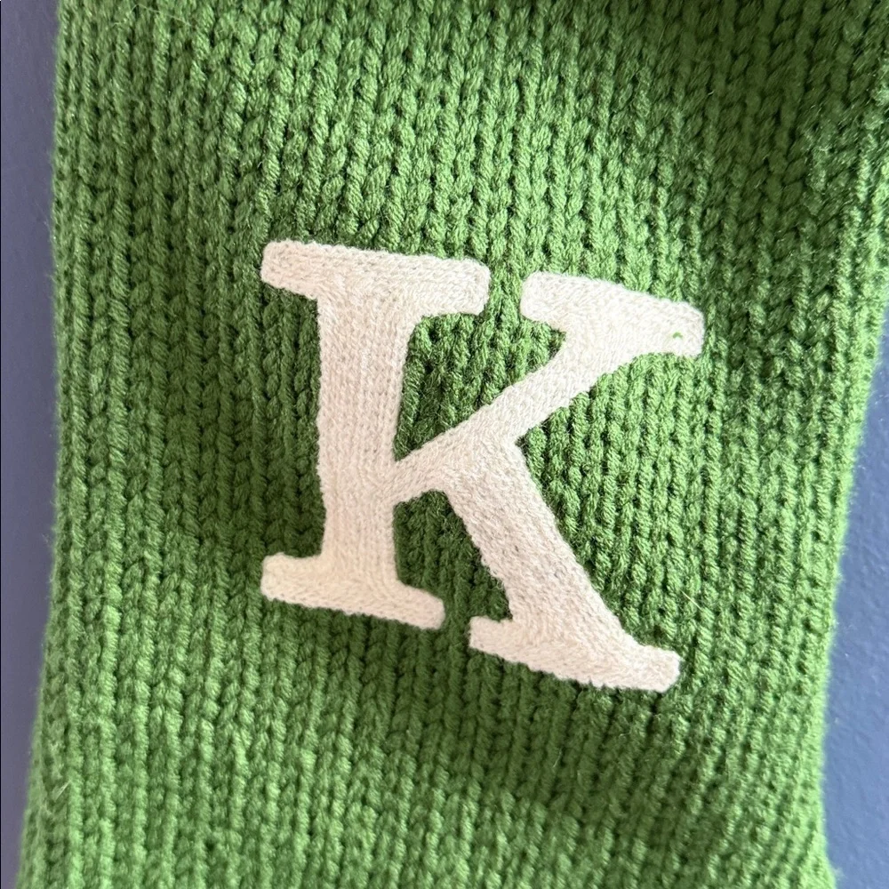 Wondershop Monogram Christmas Knit Stocking Letter K Initial Green Target 19 “